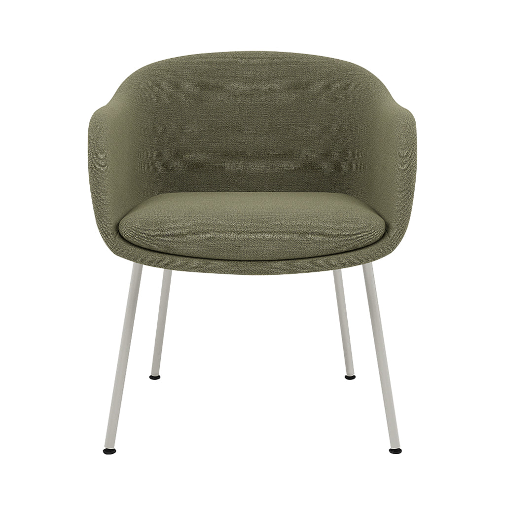 Fiber Conference Armchair: Tube Base Upholstered + Grey