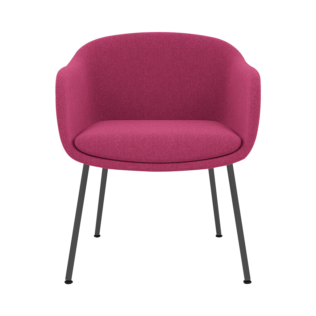 Fiber Conference Armchair: Tube Base Upholstered + Black