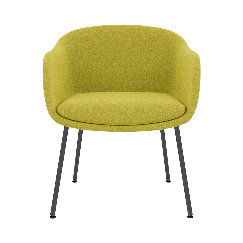 Fiber Conference Armchair: Tube Base Upholstered + Black