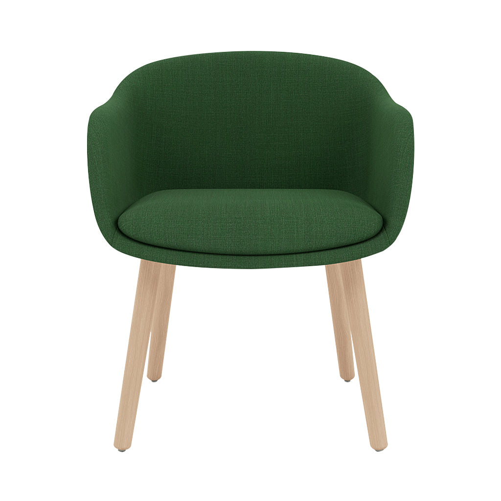 Fiber Conference Armchair: Wood Base Upholstered + Oak
