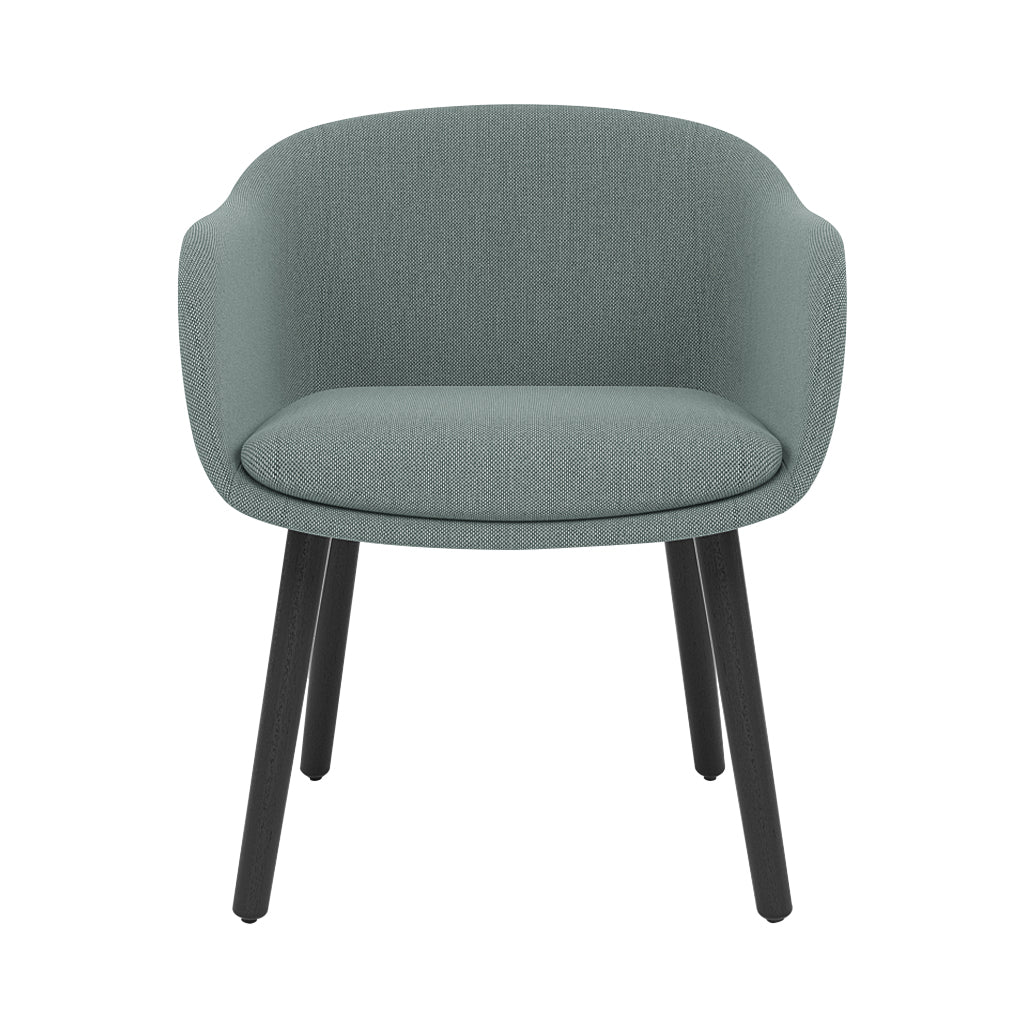 Fiber Conference Armchair: Wood Base Upholstered + Black