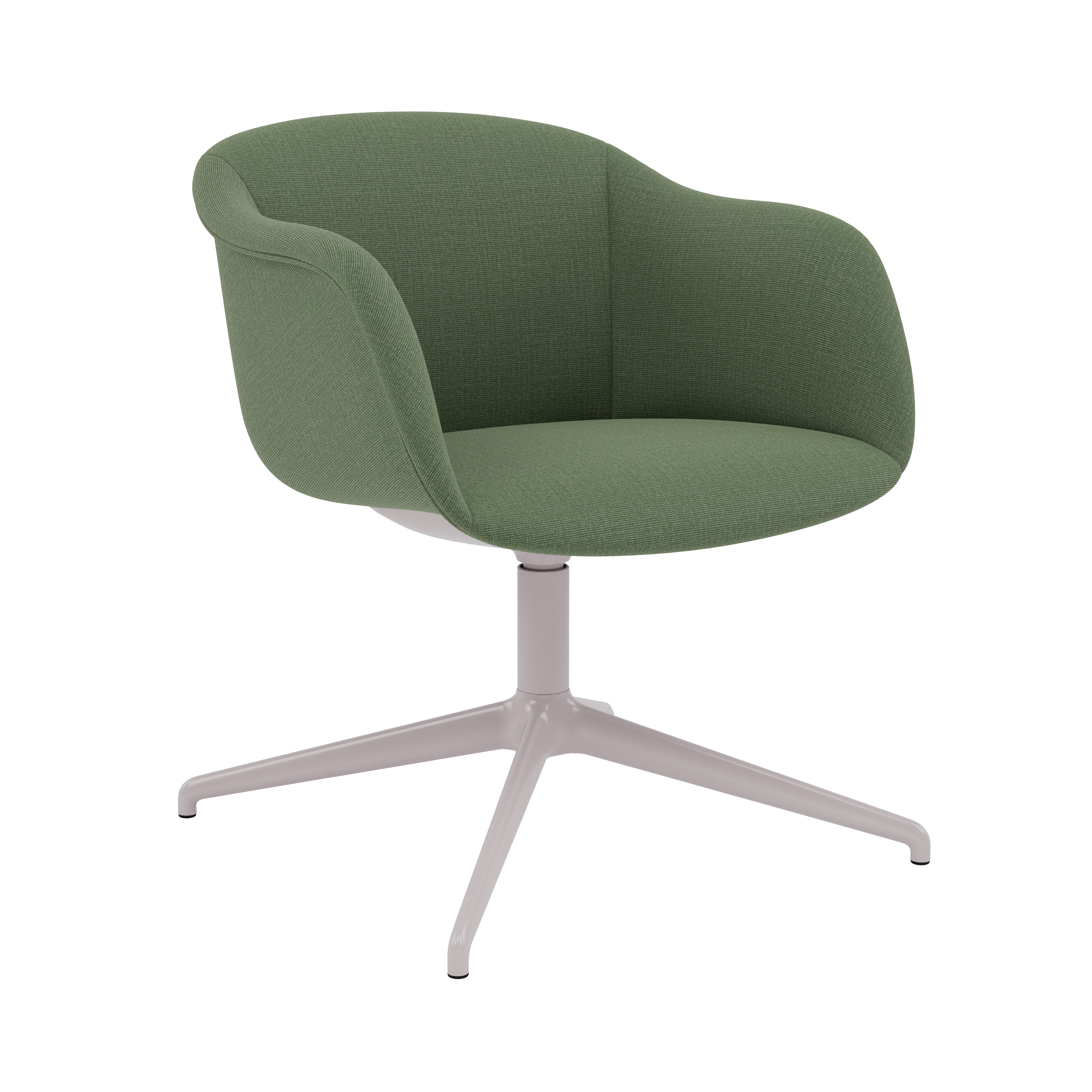 Fiber Soft Armchair: Swivel Base with Return + Upholstered Shell + Grey