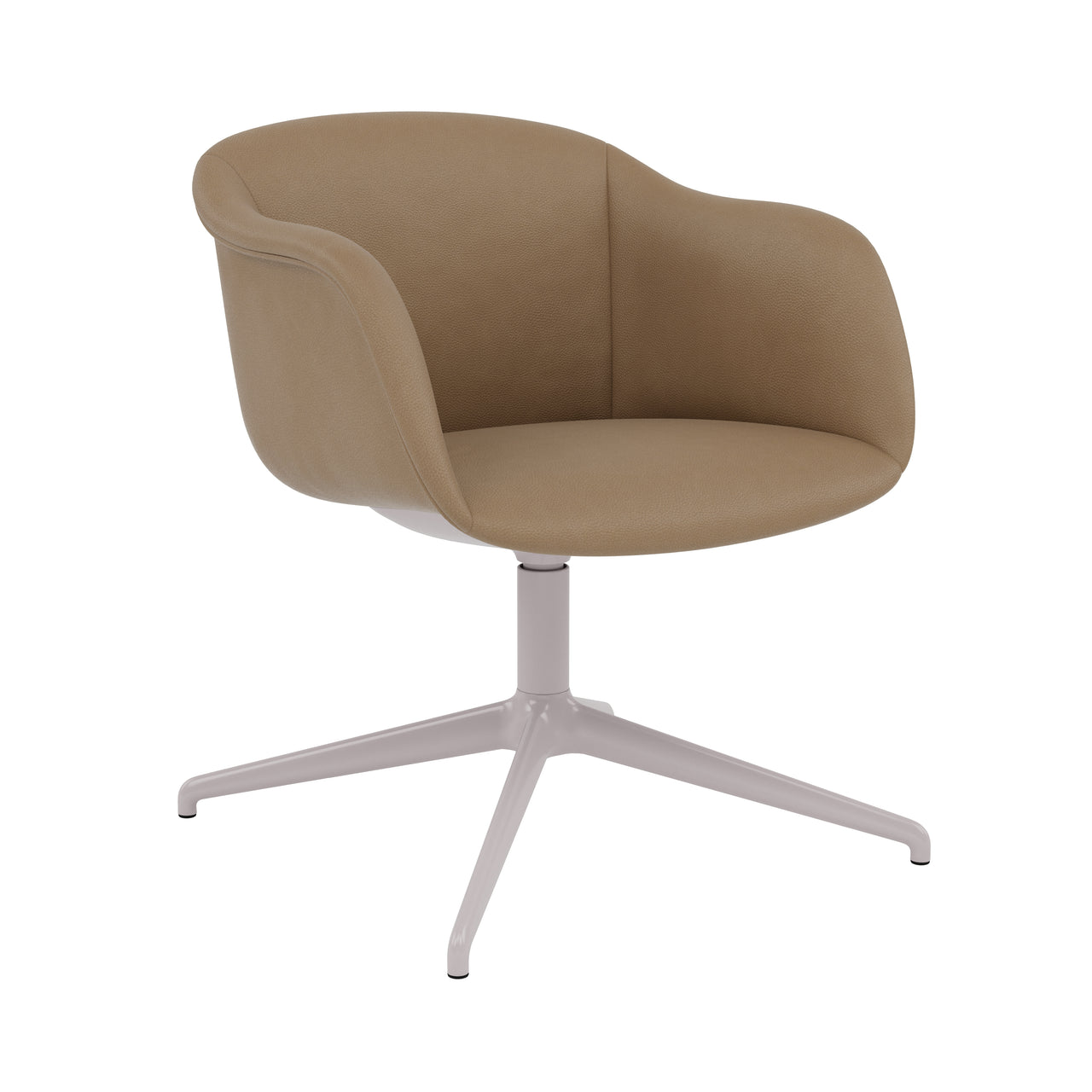 Fiber Soft Armchair: Swivel Base with Return + Upholstered Shell + Grey
