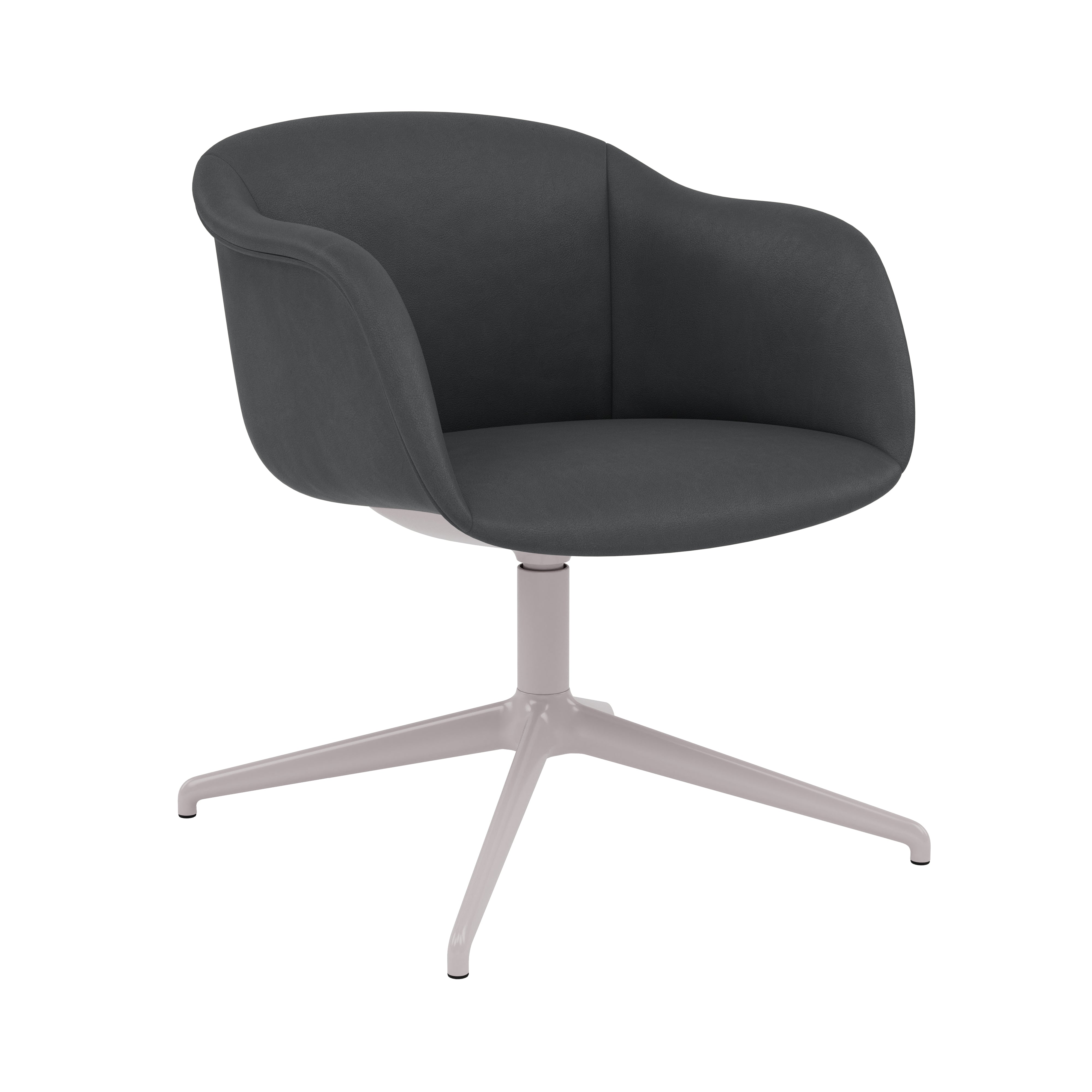 Fiber Soft Armchair: Swivel Base with Return + Upholstered Shell + Grey