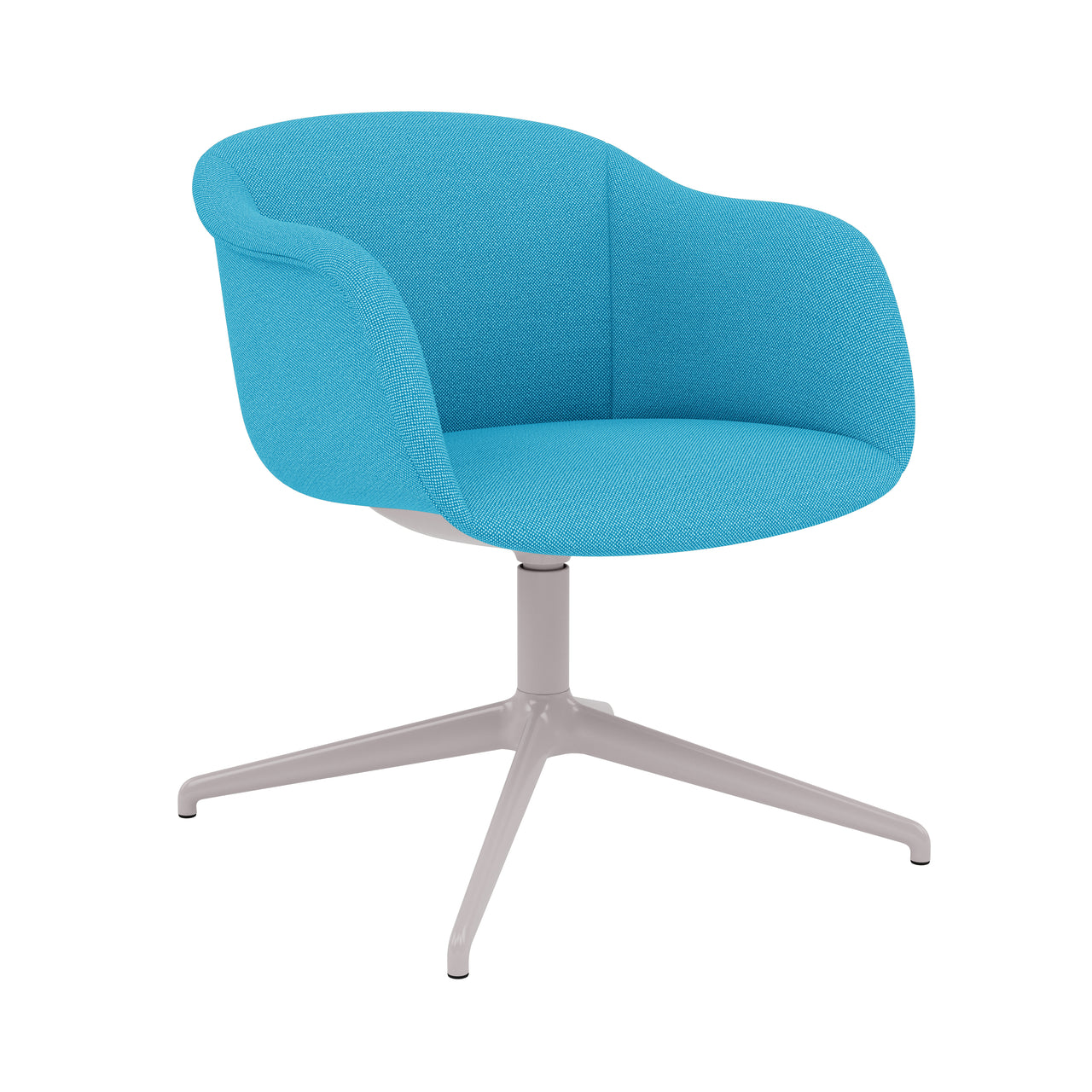 Fiber Soft Armchair: Swivel Base with Return + Upholstered Shell + Grey