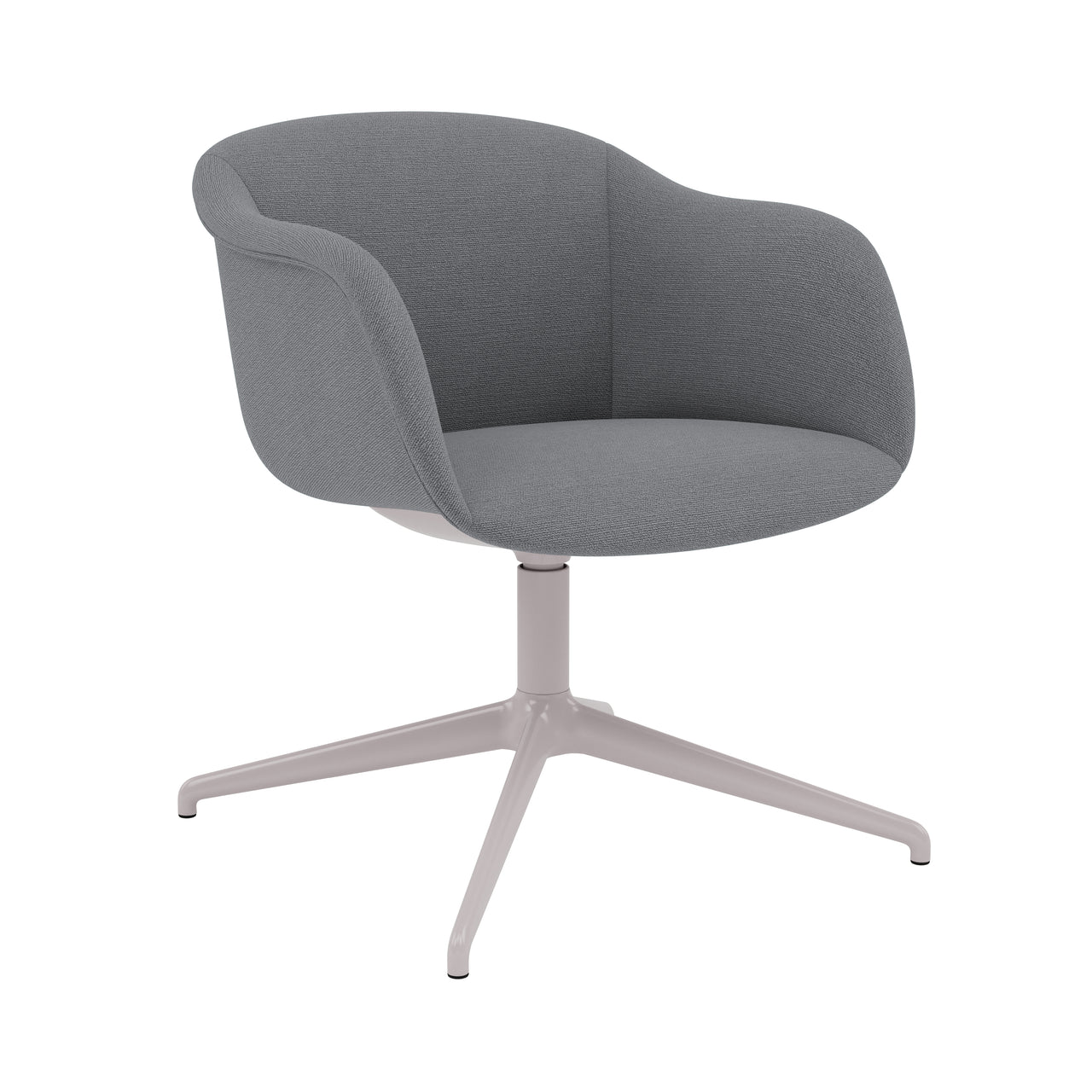 Fiber Soft Armchair: Swivel Base with Return + Upholstered Shell + Grey