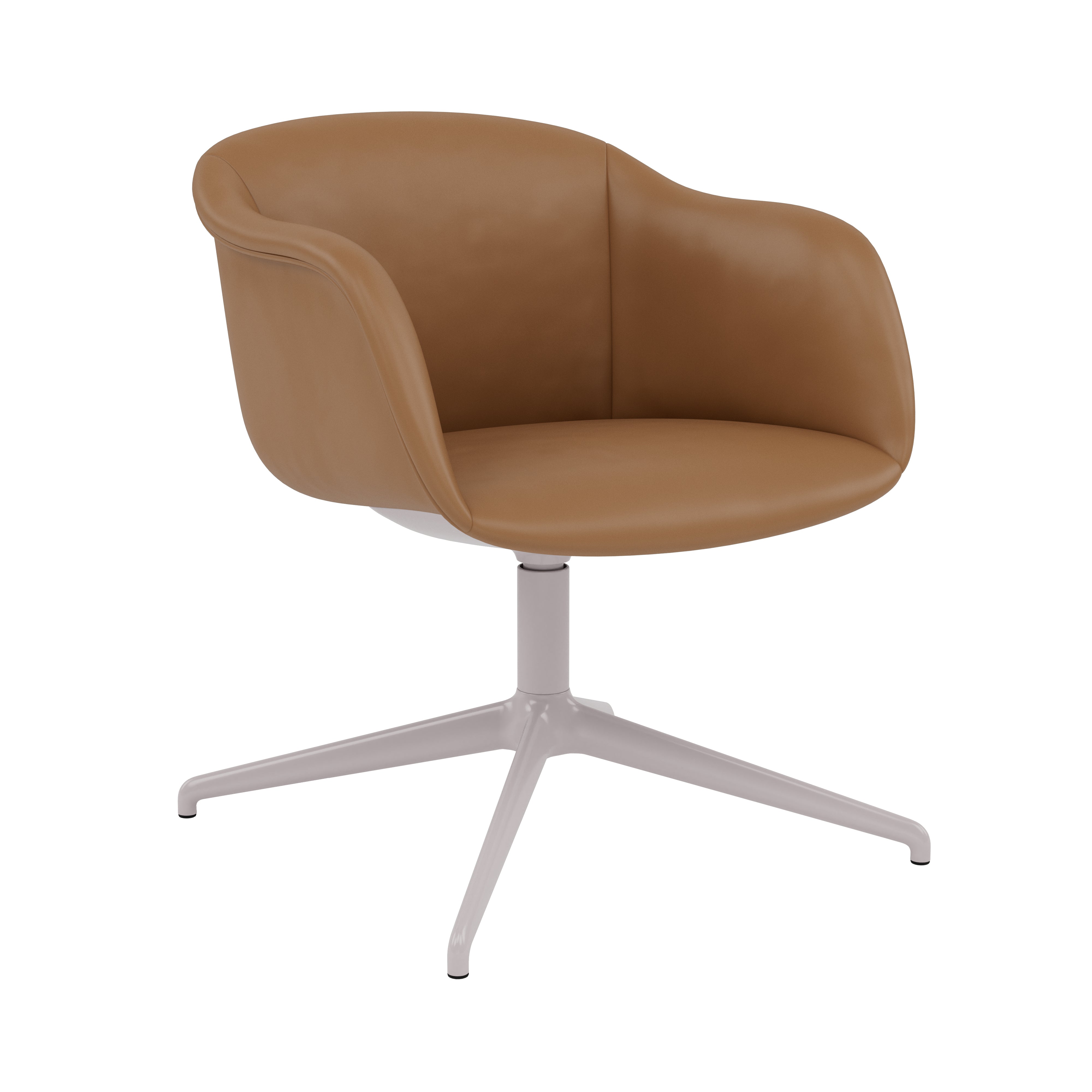 Fiber Soft Armchair: Swivel Base with Return + Upholstered Shell + Grey