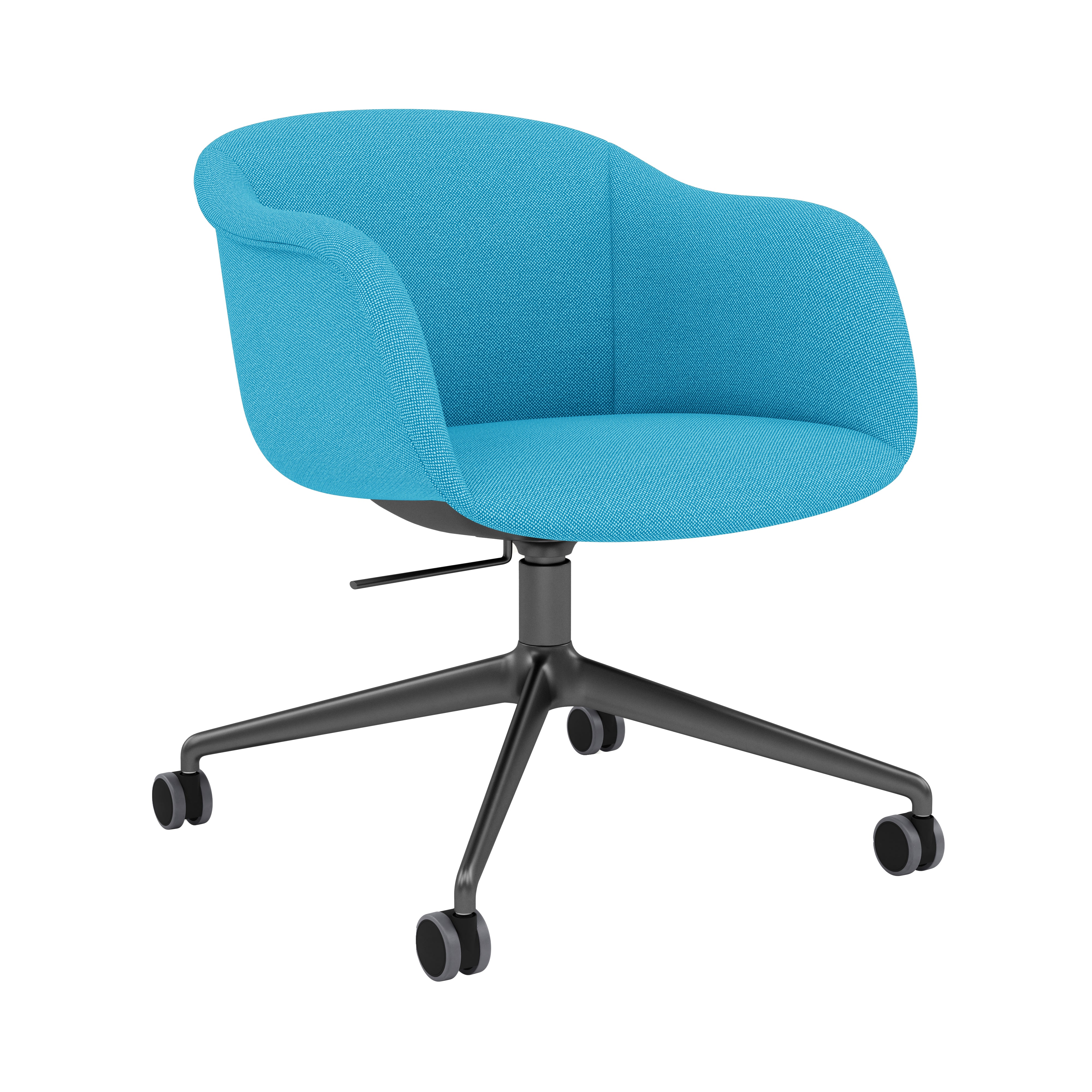 Fiber Soft Armchair: Swivel Base with Castors + Tilt + Upholstered Shell + Anthracite Black