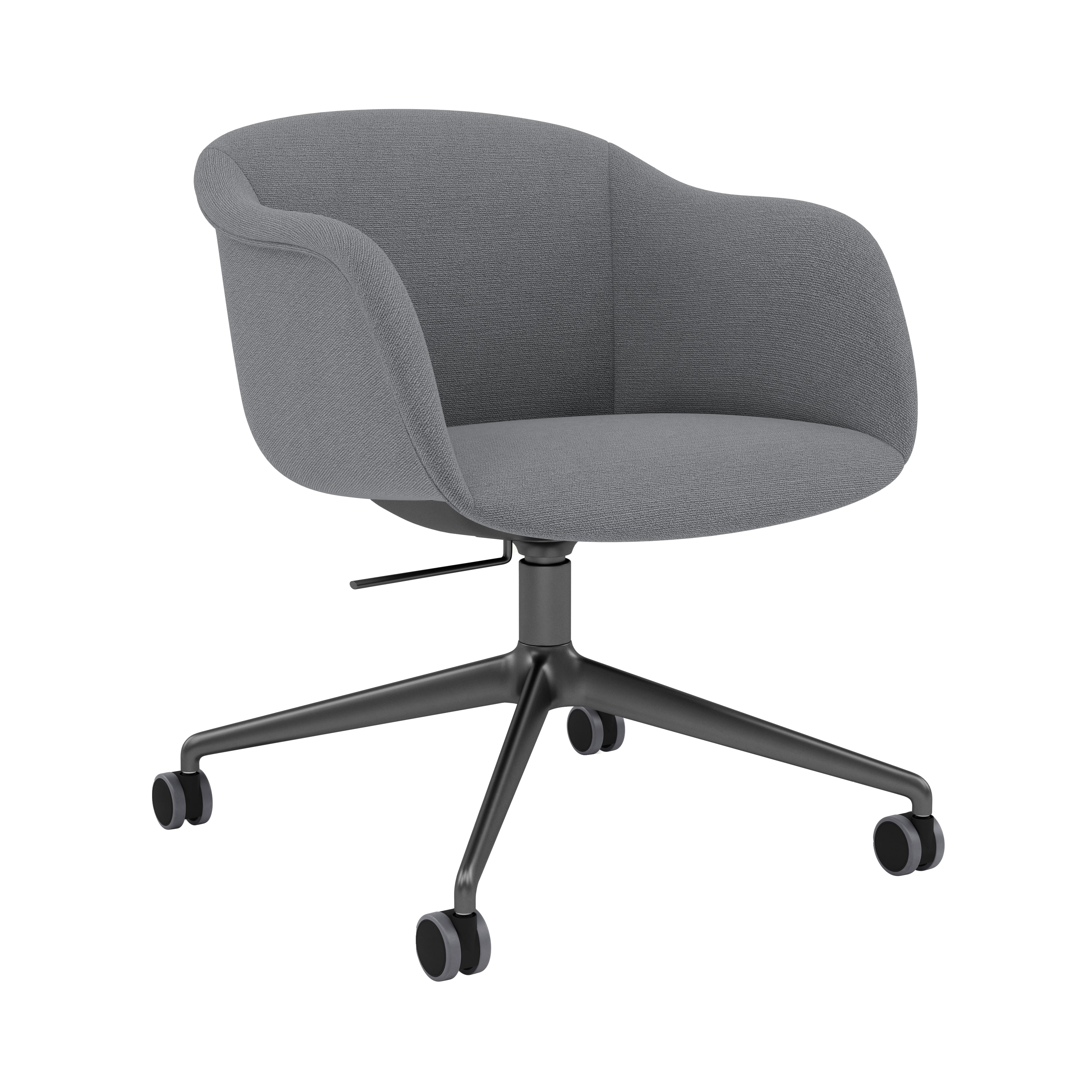 Fiber Soft Armchair: Swivel Base with Castors + Tilt + Upholstered Shell + Anthracite Black