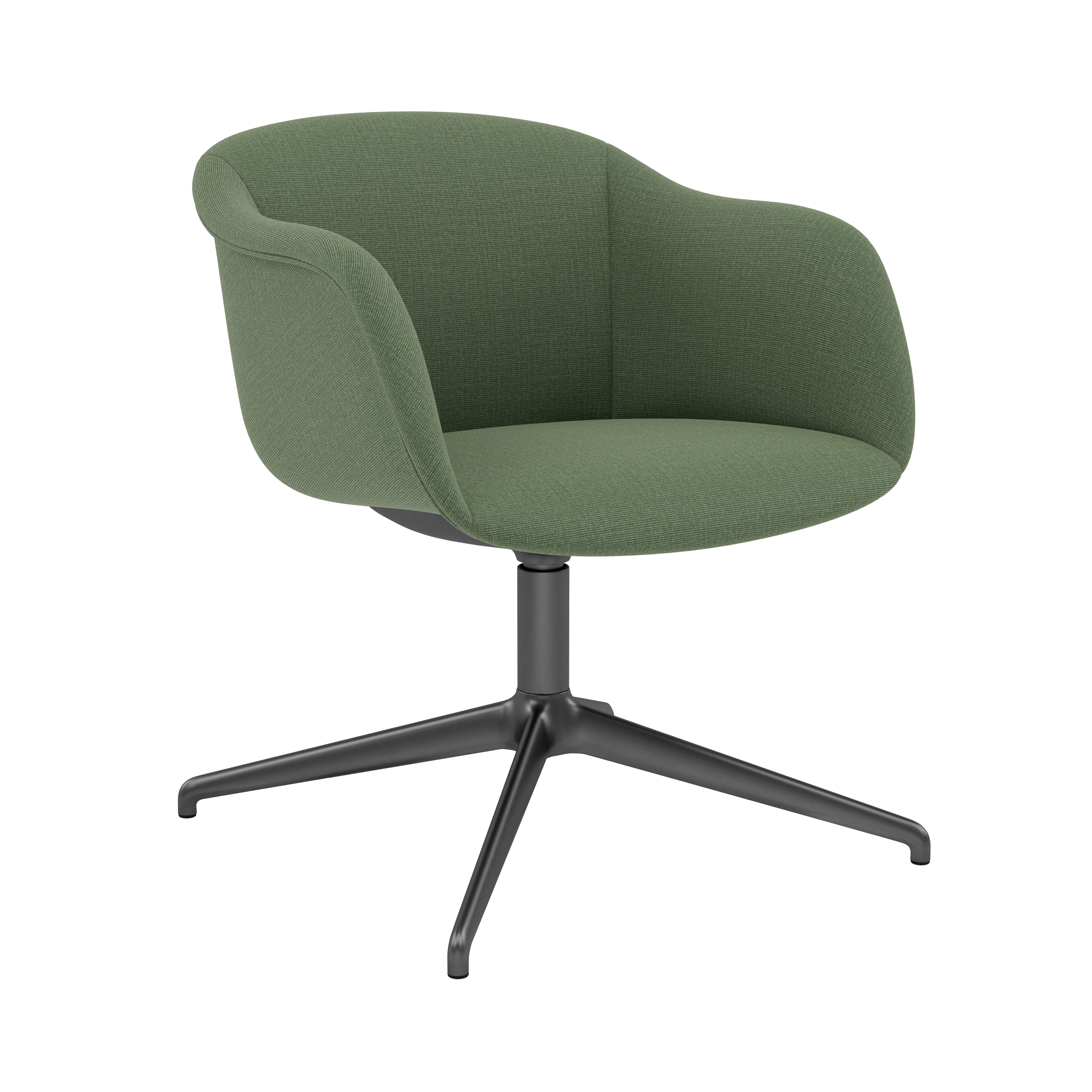 Fiber Soft Armchair: Swivel Base with Return + Upholstered Shell + Anthracite Black