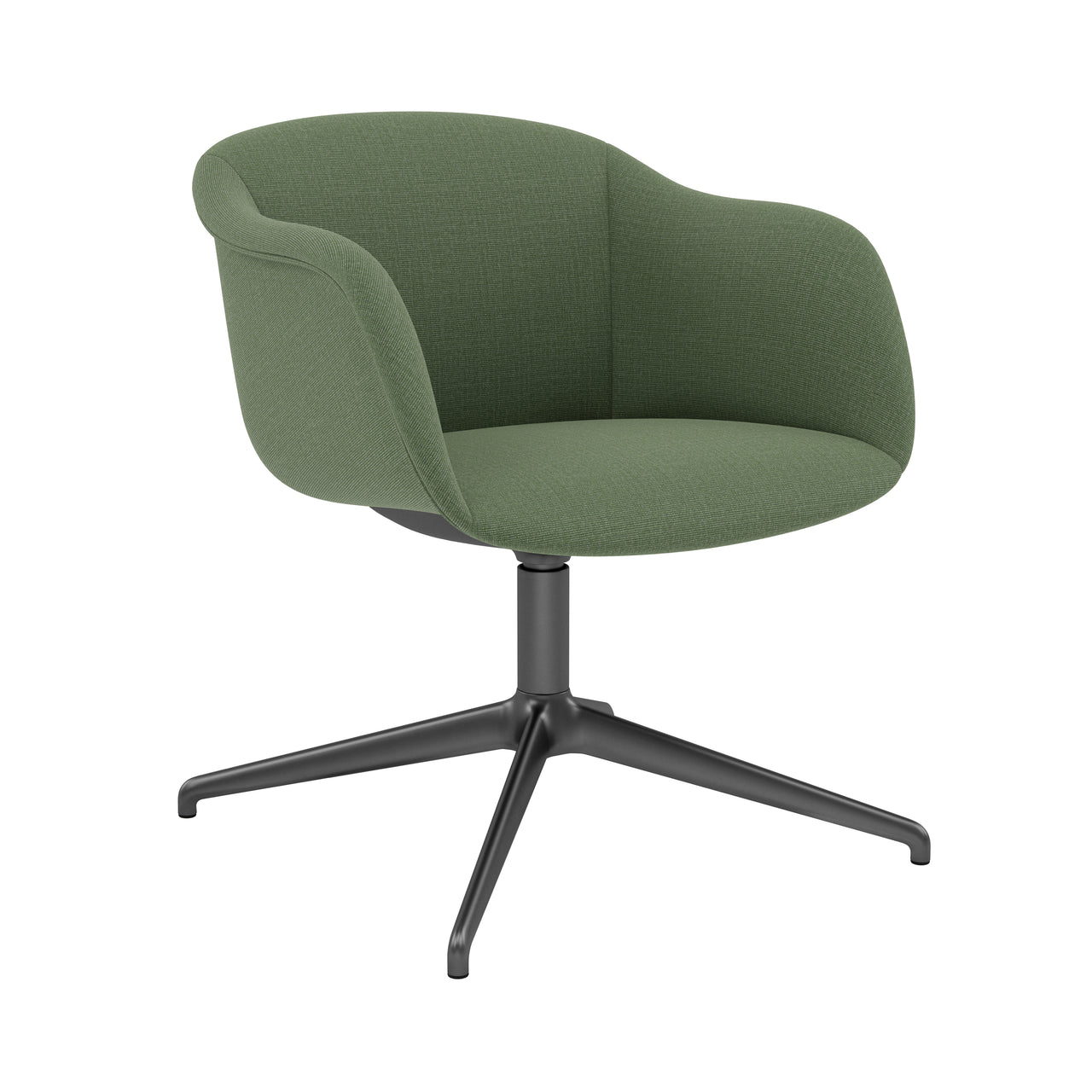 Fiber Soft Armchair: Swivel Base with Return + Upholstered Shell + Anthracite Black