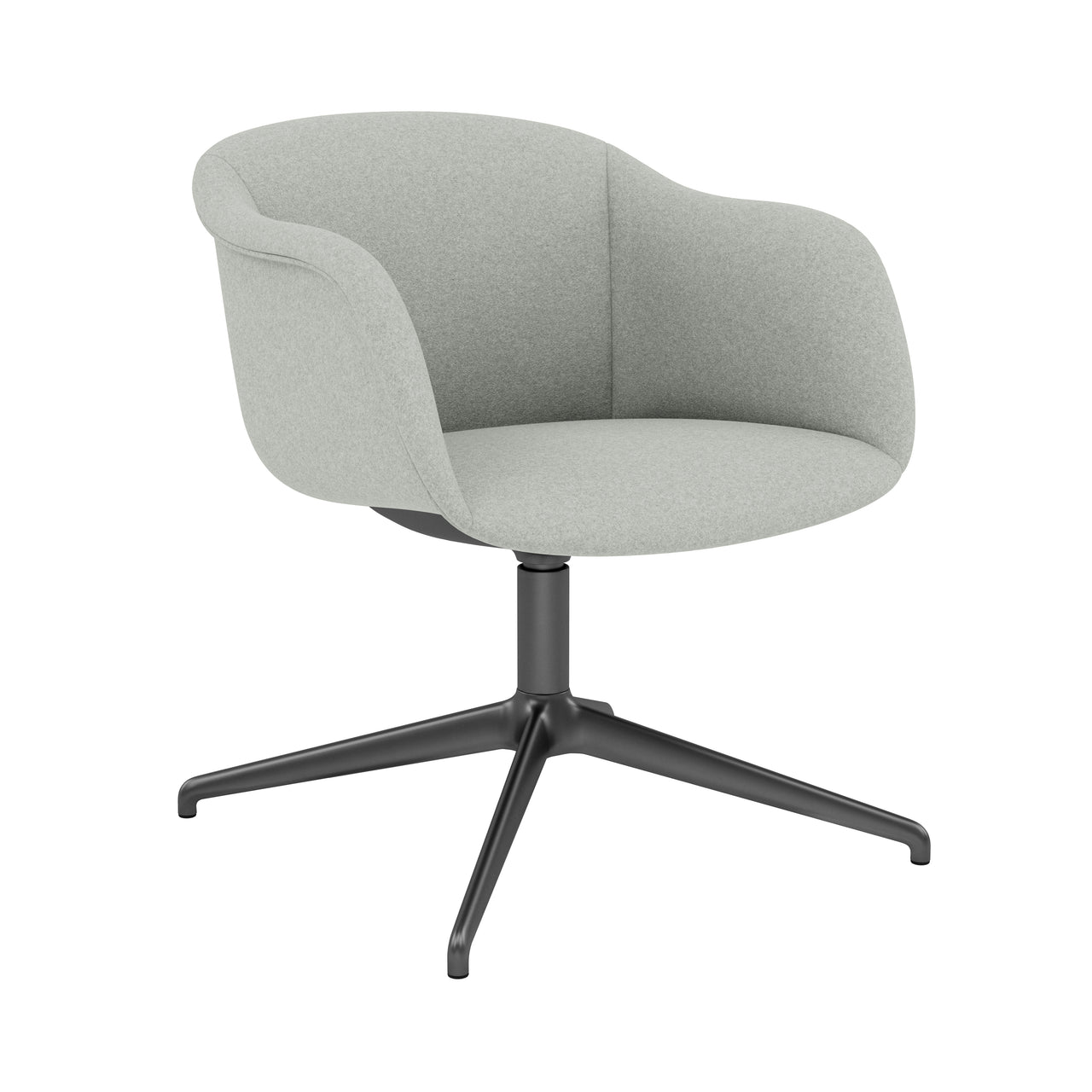 Fiber Soft Armchair: Swivel Base with Return + Upholstered Shell + Anthracite Black