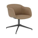Fiber Soft Armchair: Swivel Base with Return + Upholstered Shell + Anthracite Black