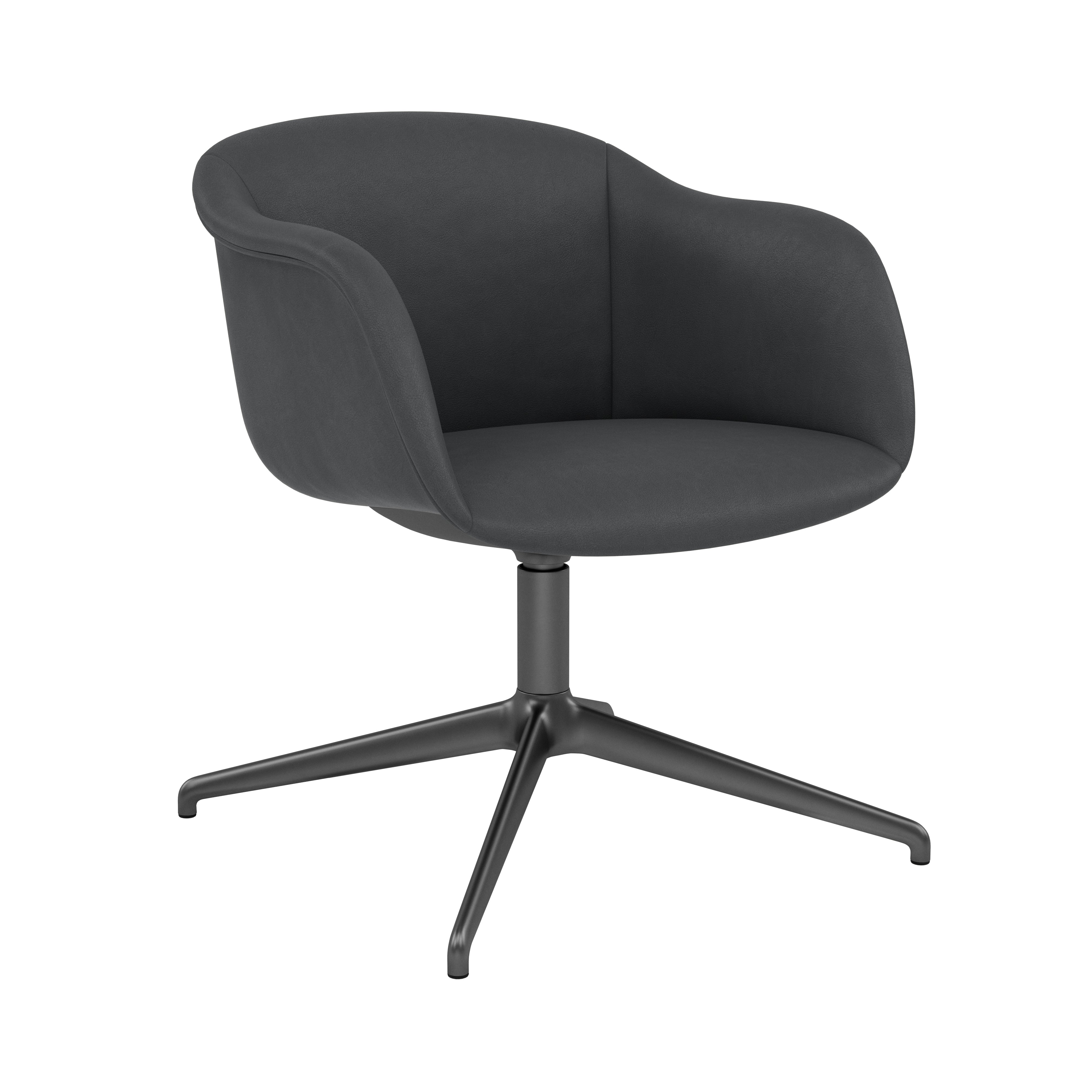 Fiber Soft Armchair: Swivel Base with Return + Upholstered Shell + Anthracite Black