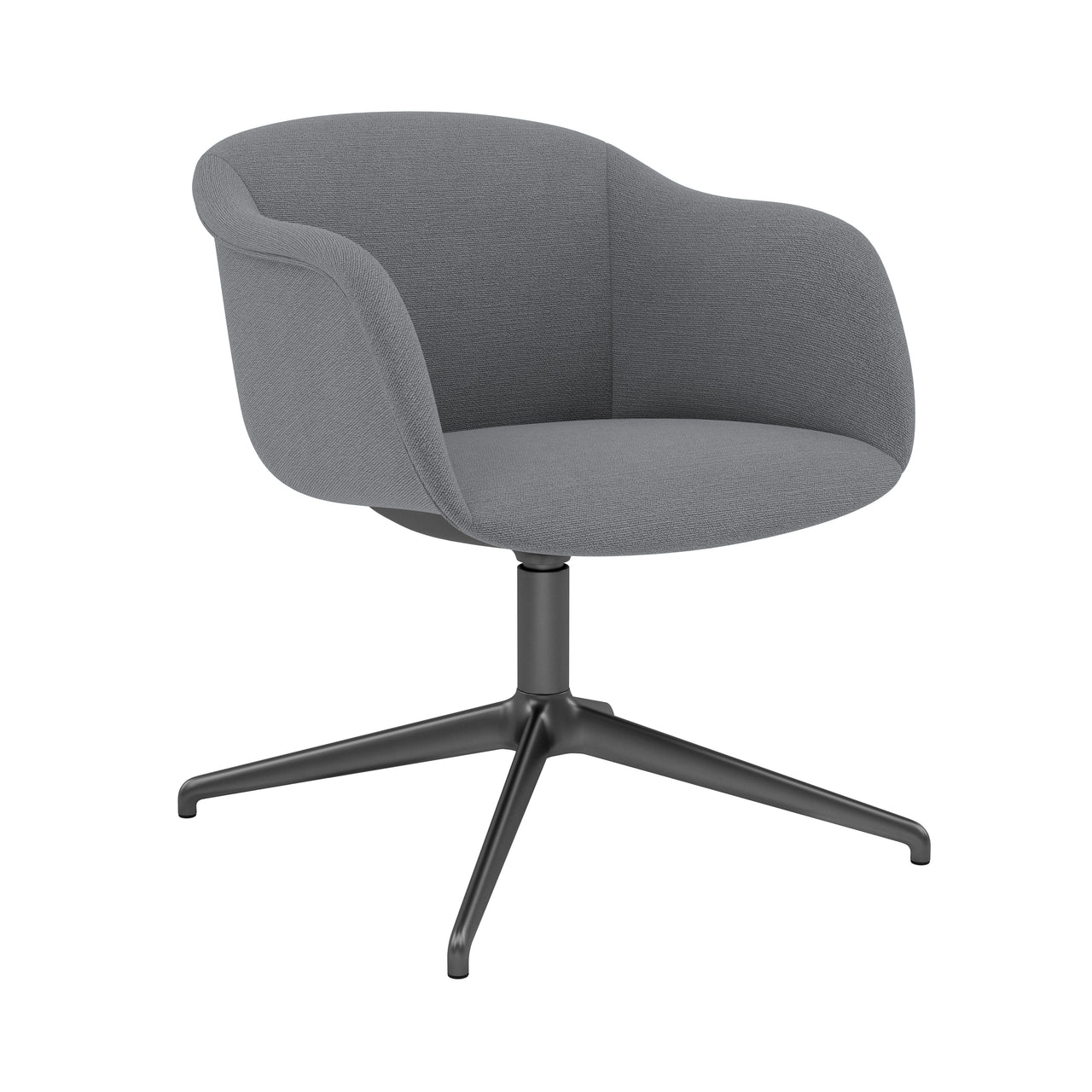 Fiber Soft Armchair: Swivel Base with Return + Upholstered Shell + Anthracite Black