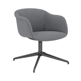 Fiber Soft Armchair: Swivel Base with Return + Upholstered Shell + Anthracite Black