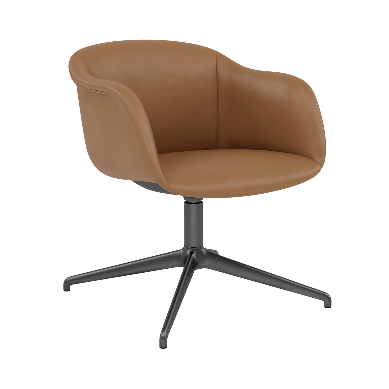 Fiber Soft Armchair: Swivel Base with Return + Upholstered Shell + Anthracite Black