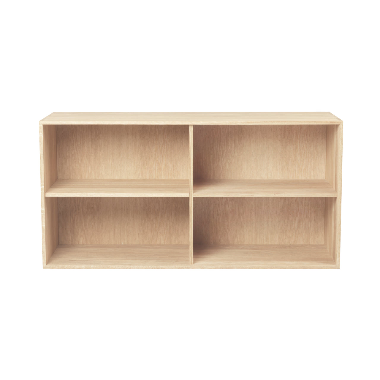 FK632110 Deep Bookcase with 2 Shelves: White Oiled Oak