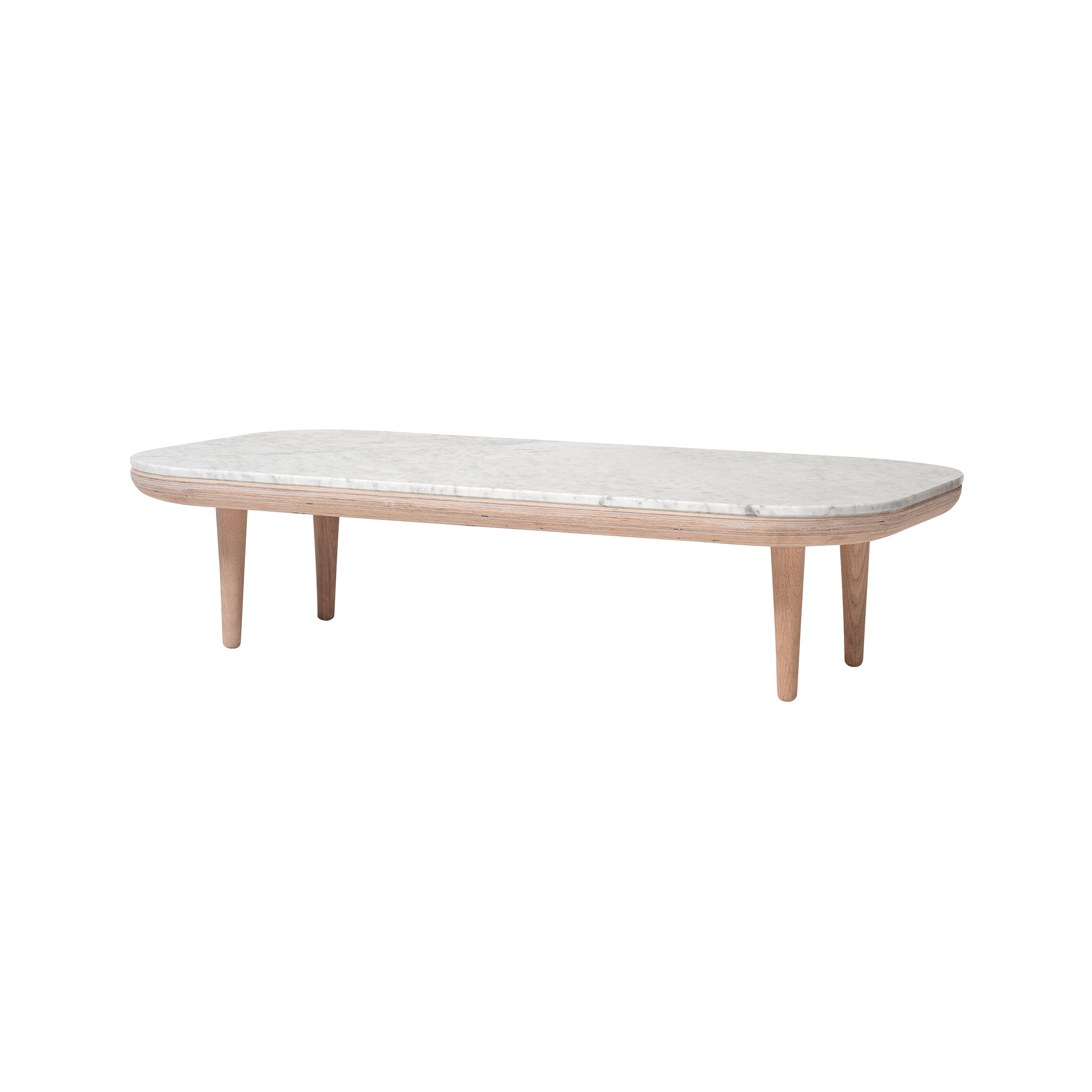 Fly Series SC5 Coffee Table: Bianco Carrara Marble + White Oiled Oak