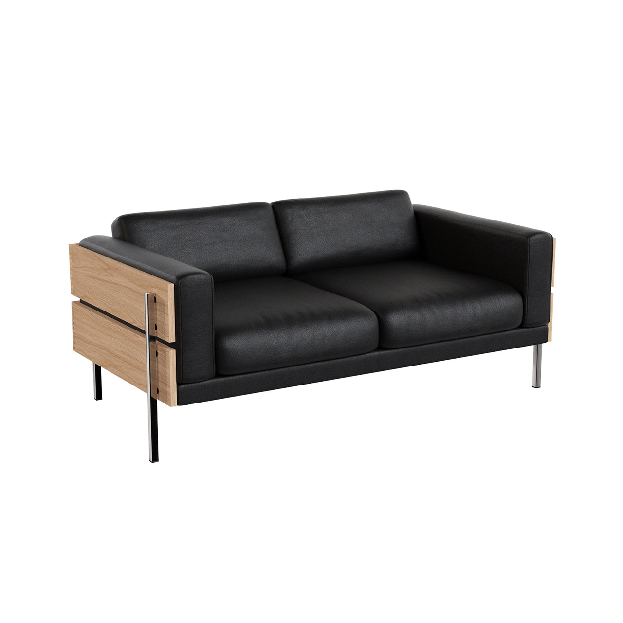 Forum Sofa: 2 + Oak + Sydney Leather Black