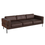 Forum Sofa: 3 + Walnut + Sydney Leather Dark Brown