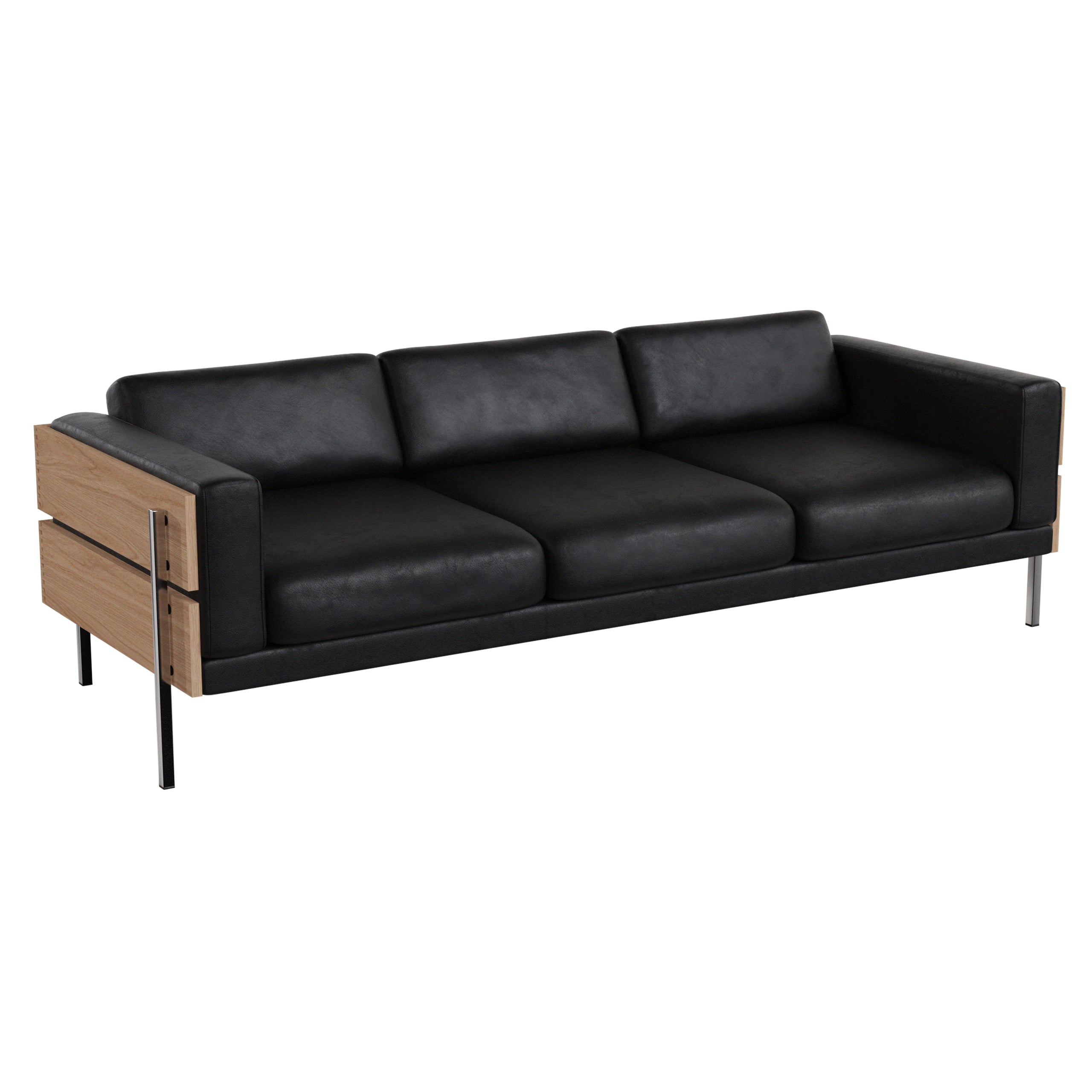 Forum Sofa: 3 + Oak + Sydney Leather Black