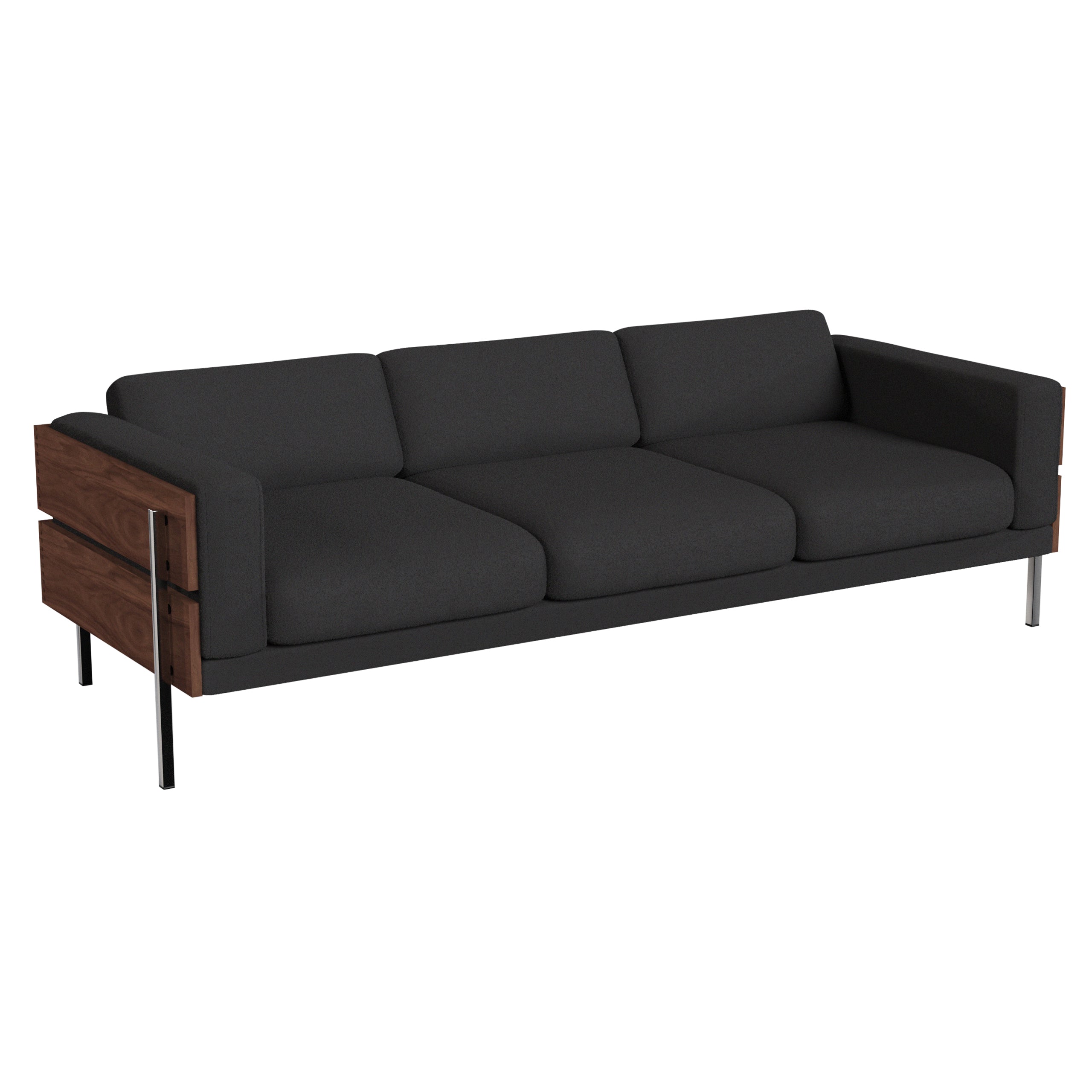 Forum Sofa: 3 + Walnut + Boucle Slate
