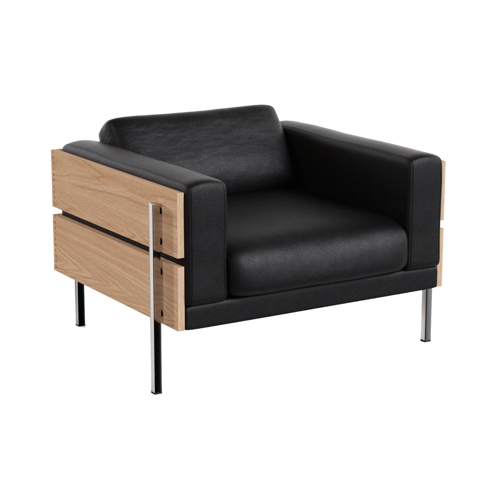 Forum Armchair: Oak + Sydney Leather Black