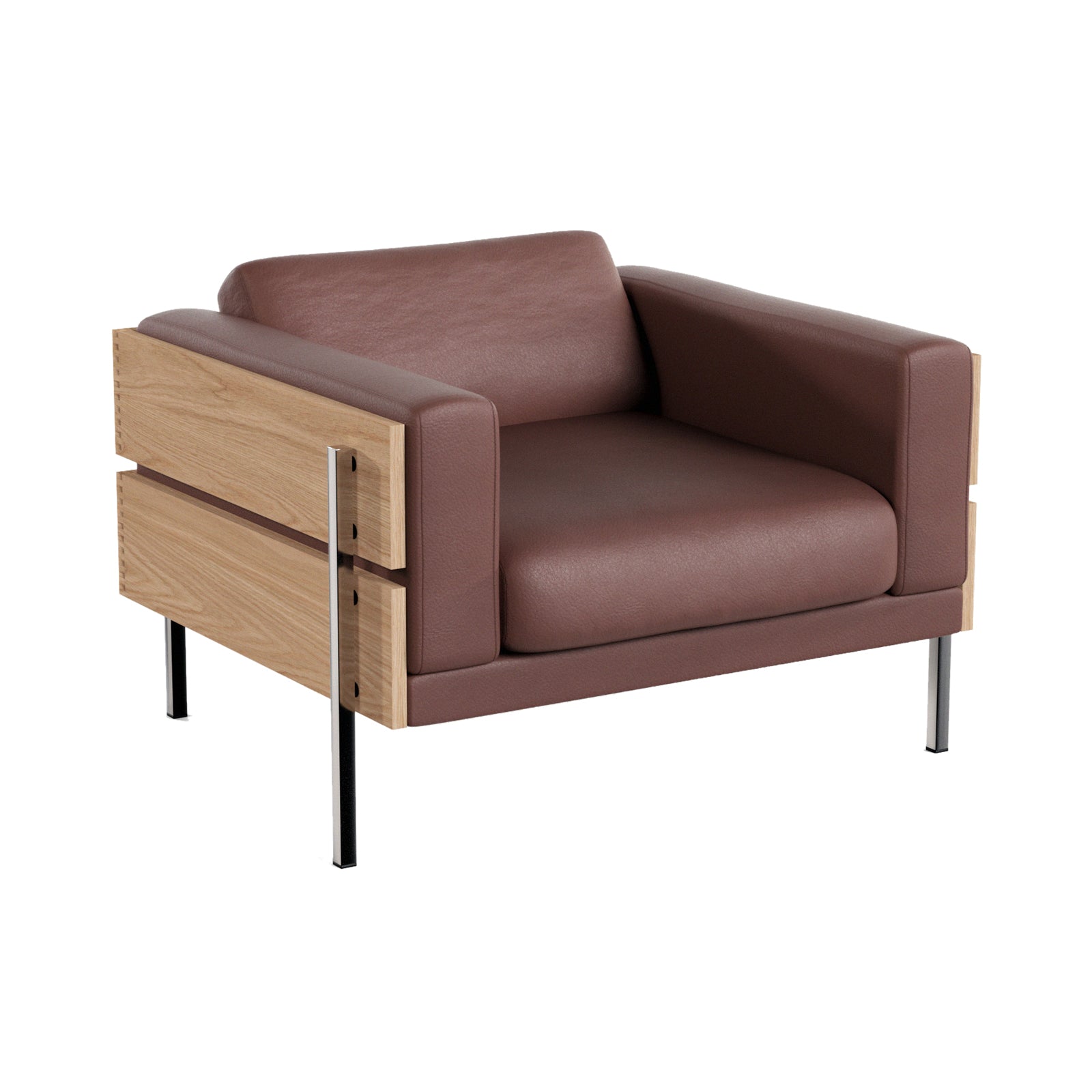 Forum Armchair: Oak + Sydney Leather Dark Brown