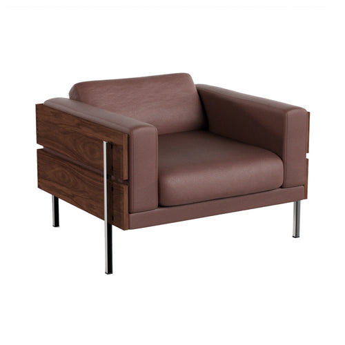 Forum Armchair: Walnut + Sydney Leather Dark Brown