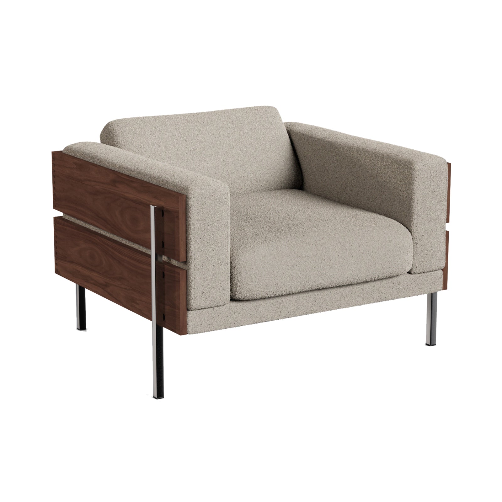 Forum Armchair: Walnut + Boucle Chalk