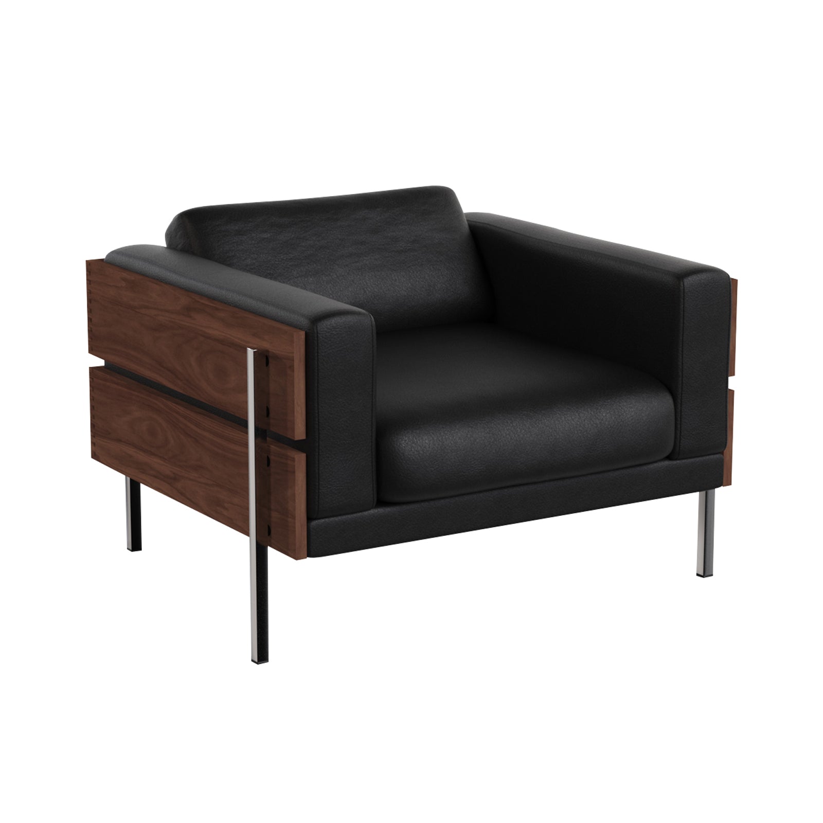 Forum Armchair: Walnut + Sydney Leather Black