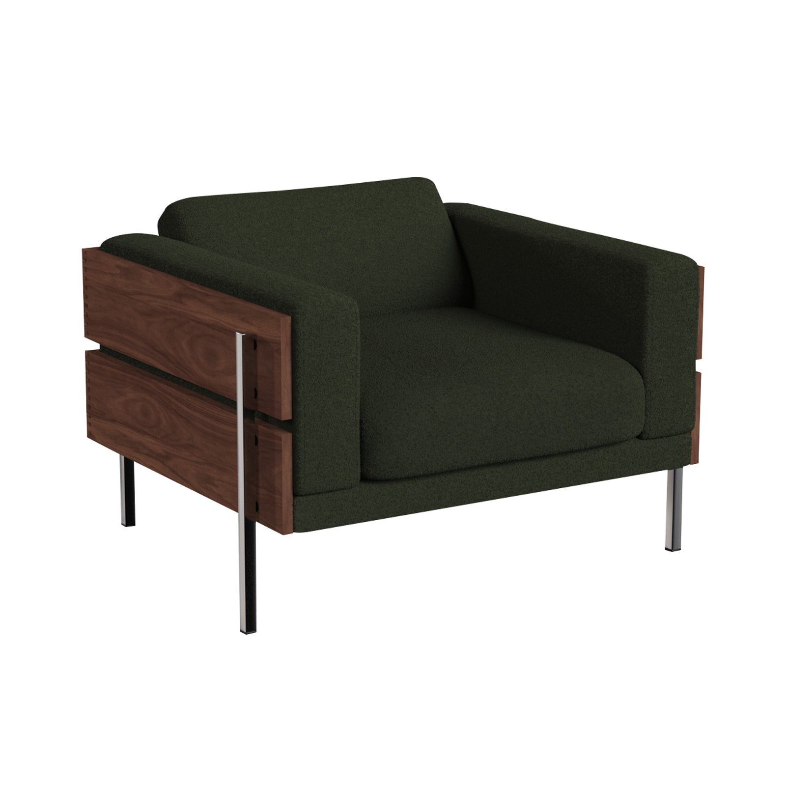 Forum Armchair: Walnut + Boucle Moss