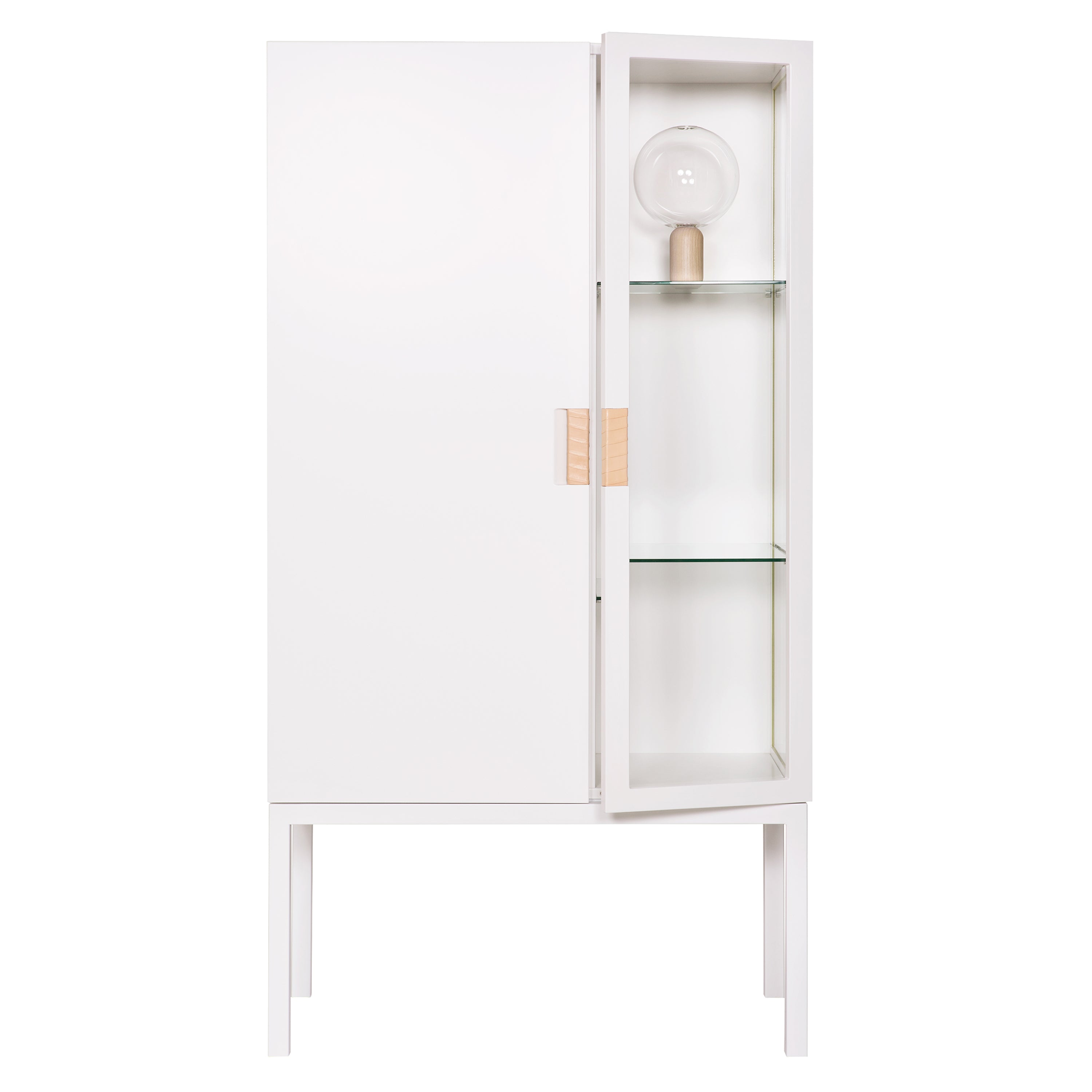 Frame Semi Cabinet: White + Natural