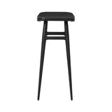 Freja Bar Stool: Onyx Oak + Black Saddle + Leather Seat