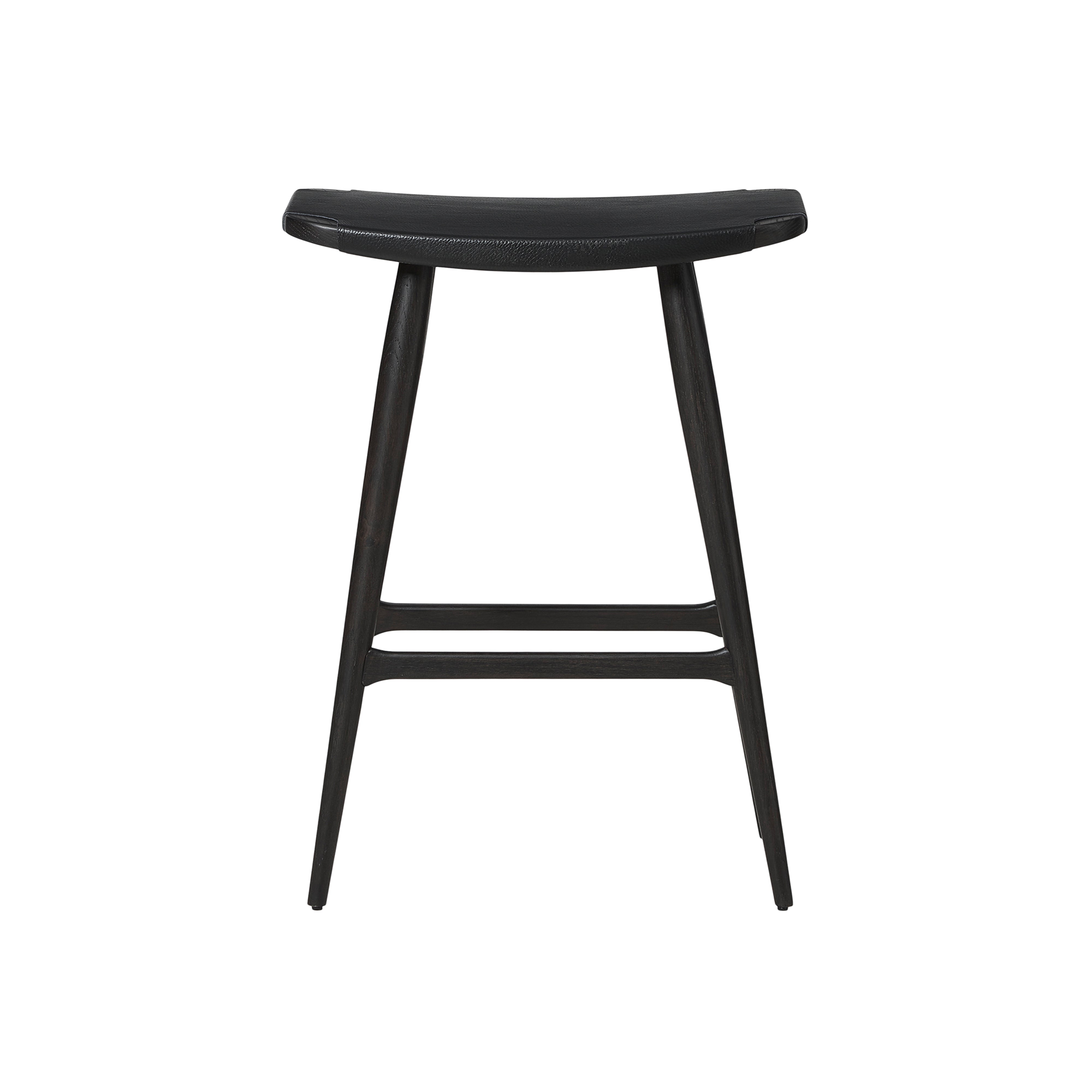 Freja Counter Stool: Onyx Oak + Black Saddle + Leather Seat