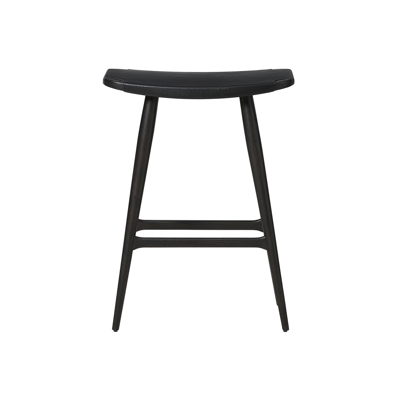 Freja Counter Stool: Onyx Oak + Black Saddle + Leather Seat