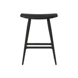 Freja Counter Stool: Onyx Oak + Black Saddle + Leather Seat