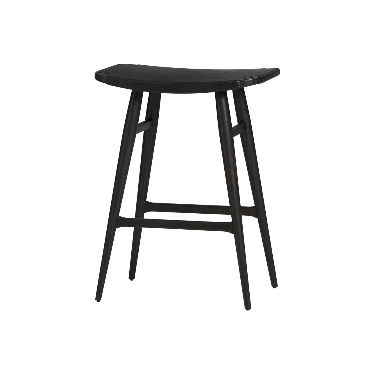 Freja Counter Stool: Onyx Oak + Black Saddle + Leather Seat