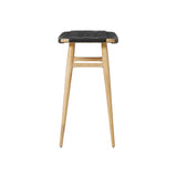 Freja Counter Stool: Natural Oak + Black Saddle + Leather Stripe Seat