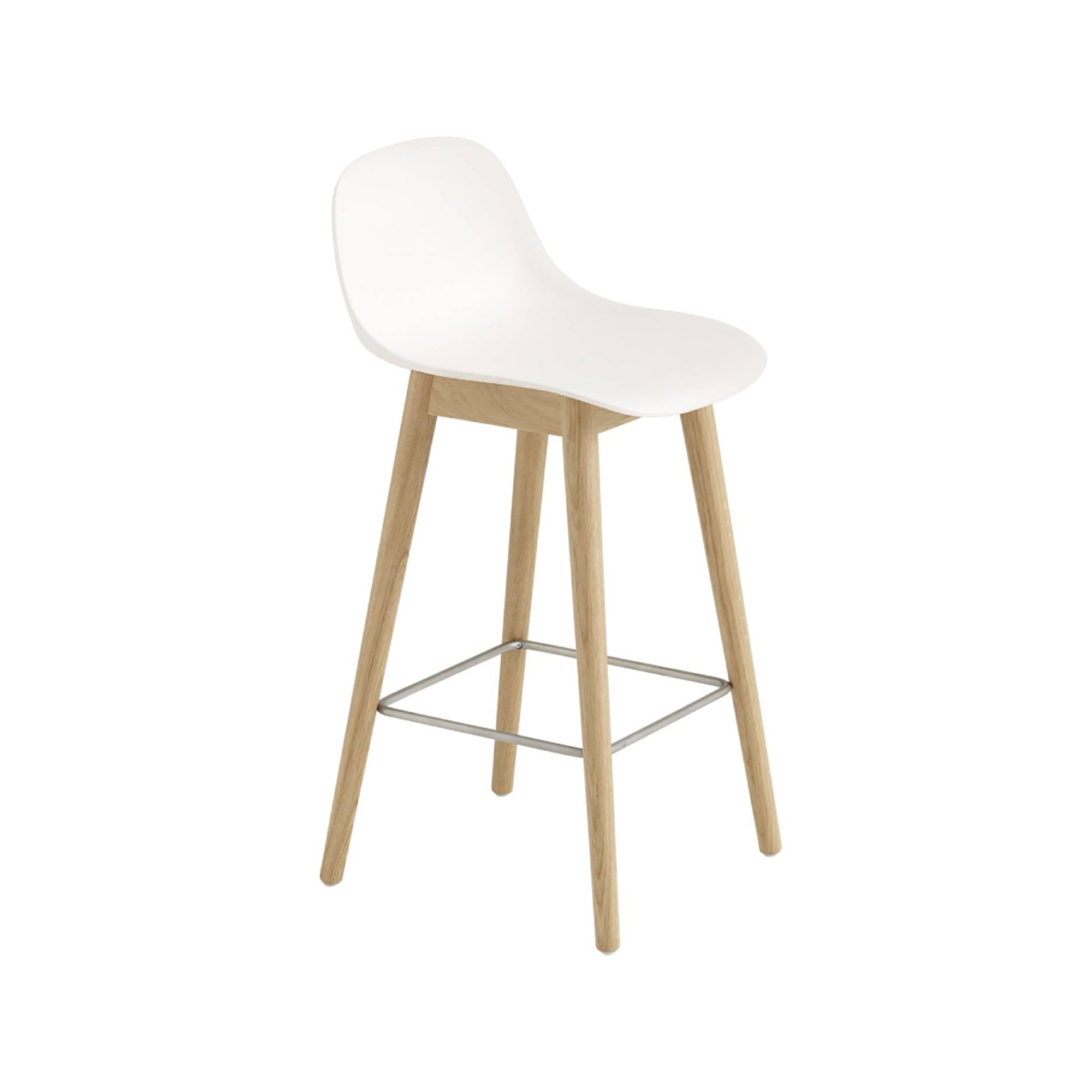 Fiber Bar + Counter Stool with Backrest: Wood Base - Quick Ship