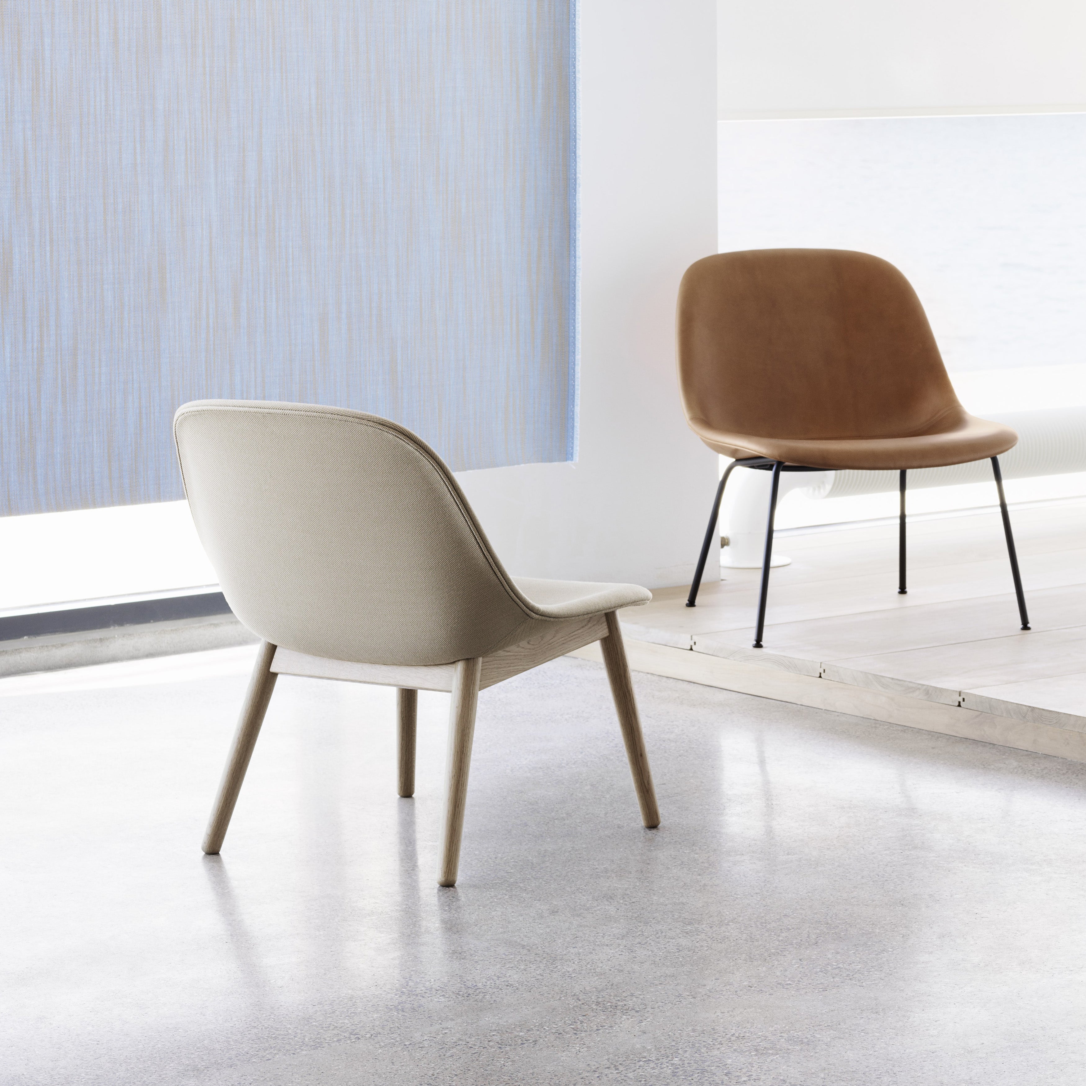 Fiber Lounge Chair: Wood Base + Upholstered