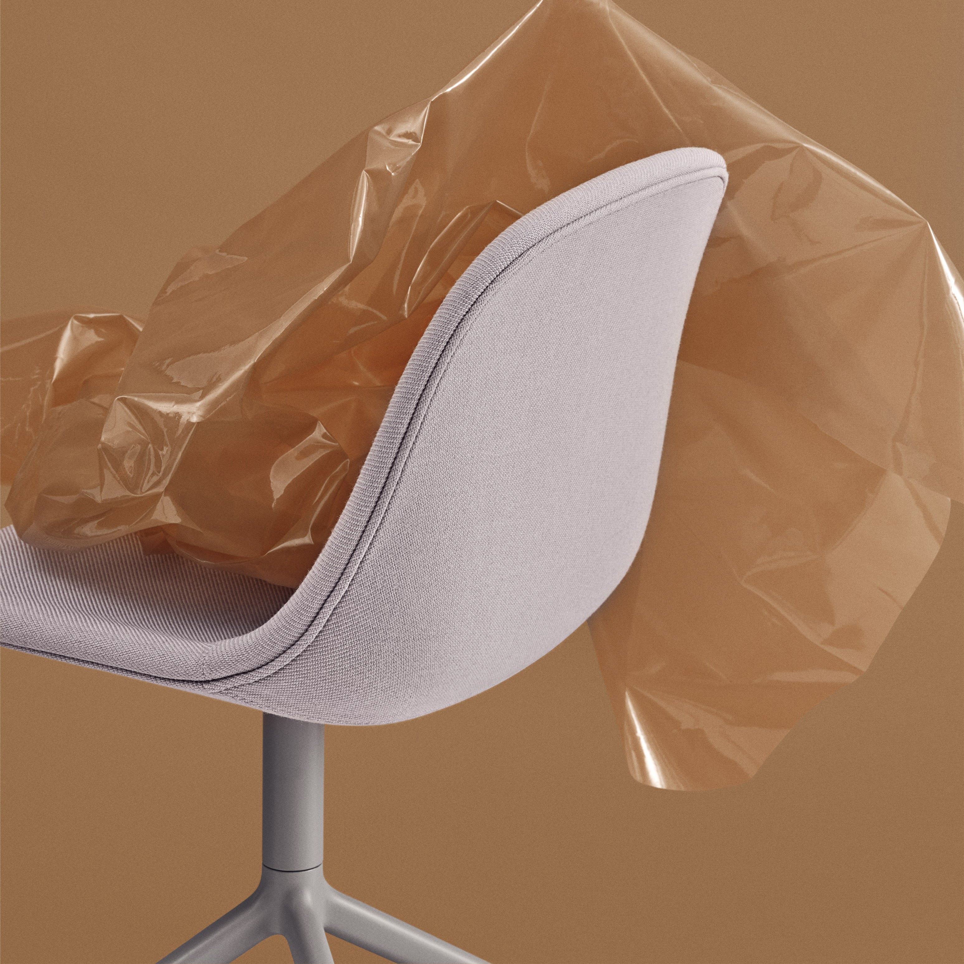 Fiber Side Chair: Swivel Base with Castors & Gaslift + Recycled Shell + Upholstered