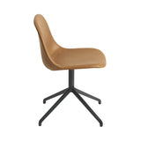 Fiber Side Chair: Swivel Base + Recycled Shell + Upholstered + Refine Leather Cognac