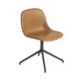 Fiber Side Chair: Swivel Base + Recycled Shell + Upholstered + Refine Leather Cognac