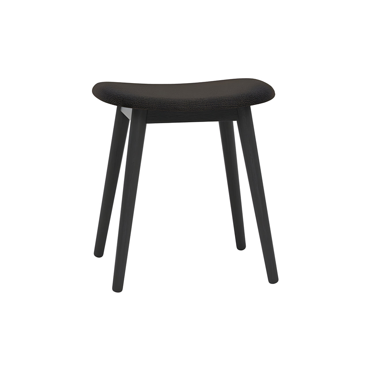 Fiber Stool: Wood Base + Upholstered + Black