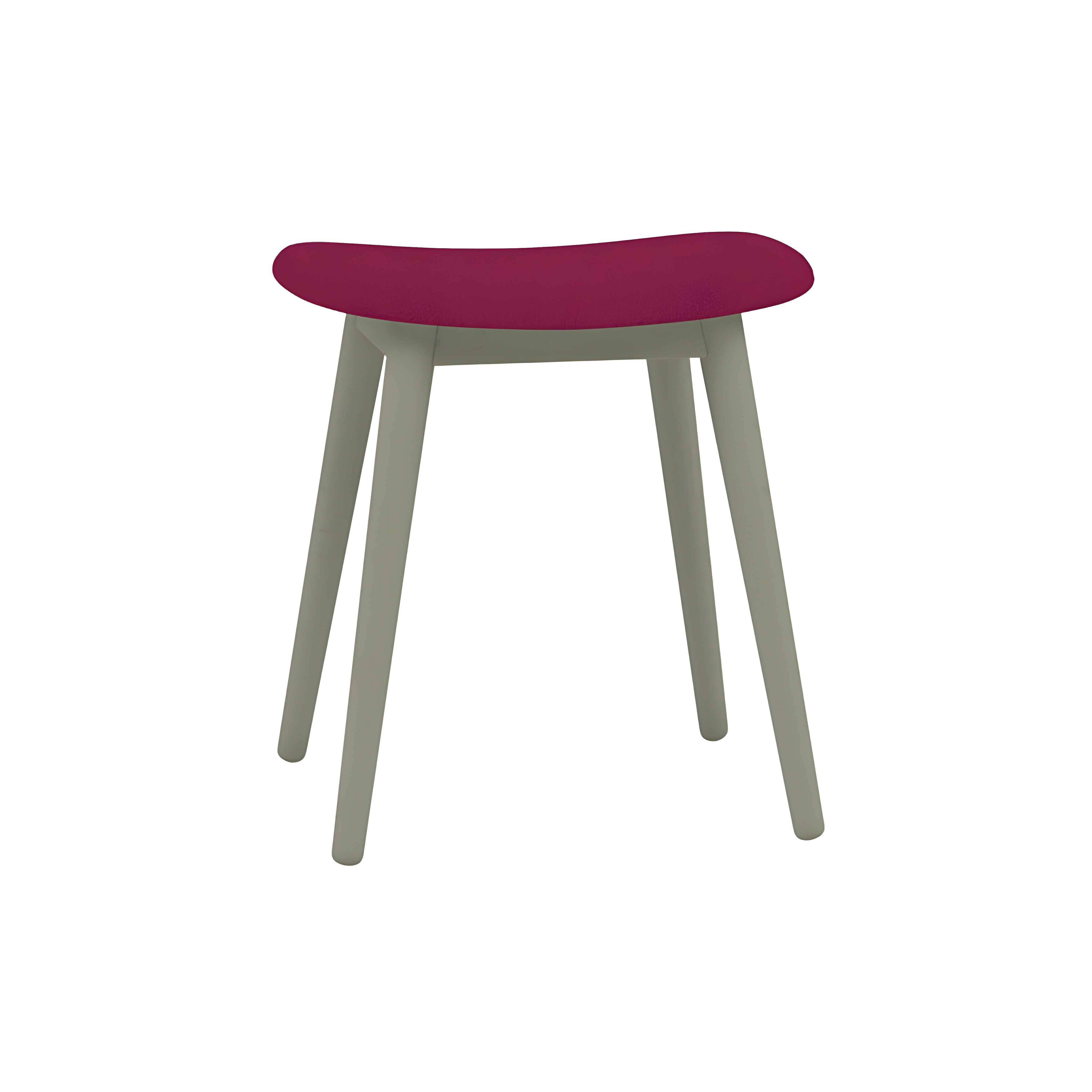 Fiber Stool: Wood Base + Upholstered + Dusty Green