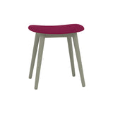 Fiber Stool: Wood Base + Upholstered + Dusty Green