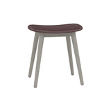 Fiber Stool: Wood Base + Upholstered + Grey