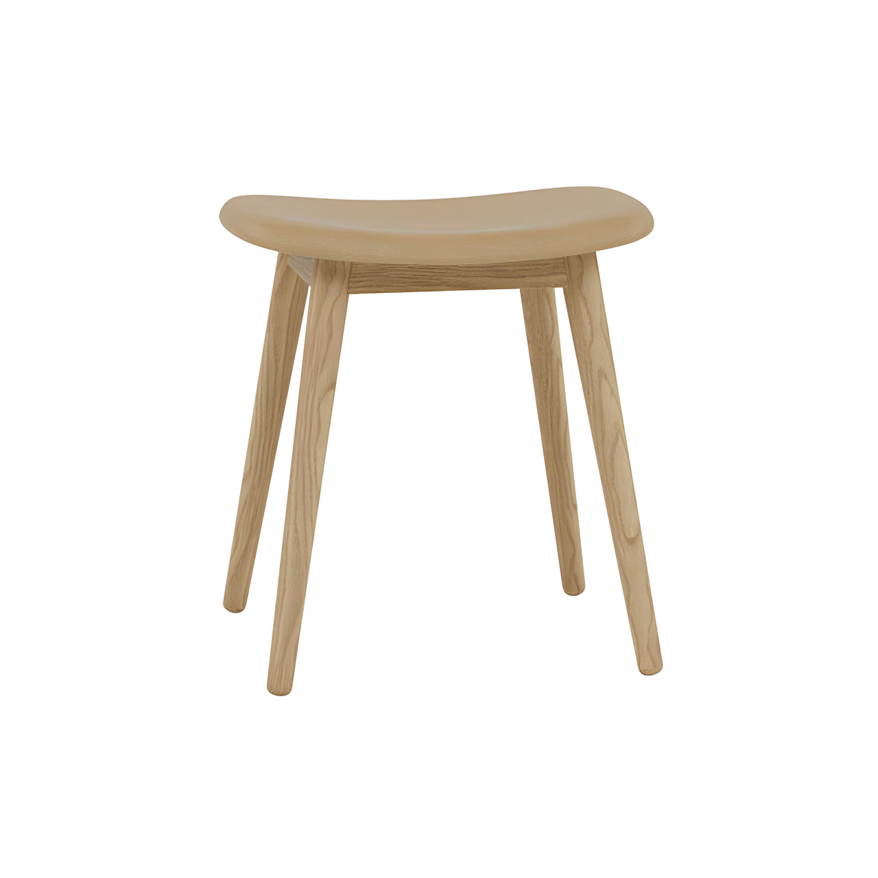 Fiber Stool: Wood Base + Upholstered + Oak